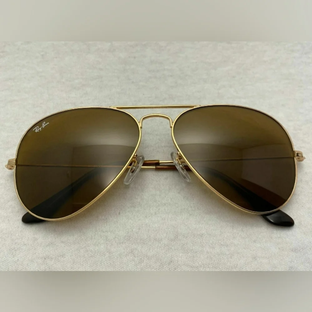 Ray-Ban Gold and Brown Aviator Sunglasses - Picture 3 of 7